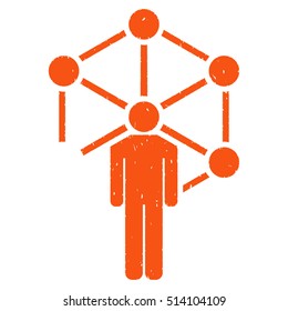 Human Network rubber seal stamp watermark. Icon vector symbol with grunge design and dirty texture. Scratched orange ink emblem on a white background.