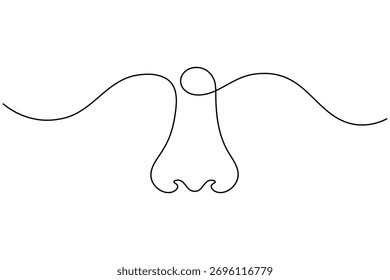 Menschliche Nase Anatomie kontinuierliche eine Linie Zeichnung auf weißem Hintergrund minimalistische Gesichtsorgankontur Vektorgrafik