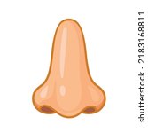 Human nose close-up on a white background Vector illustration with a part of the human body in a cartoon style.
