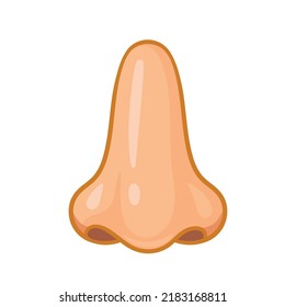 Human nose close-up on a white background Vector illustration with a part of the human body in a cartoon style.