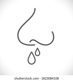 human nose with drops illness concept icon