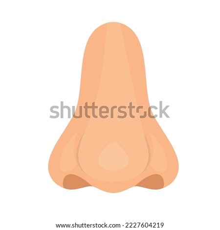 Human nose in front. The nose is like a sense organ. Part of the face. The organ of smell. Vector illustration isolated on white background in hand drawn style. eps 10