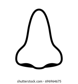 Human nose front view for breathing & smelling line art vector icon for apps and websites