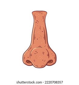 Human nose hand drawn cartoon simple vector illustration. Medicine and anatomy.