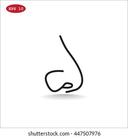  Human nose icon flat.