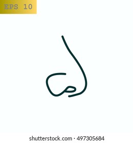  Human nose icon flat.