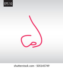  Human nose icon flat.