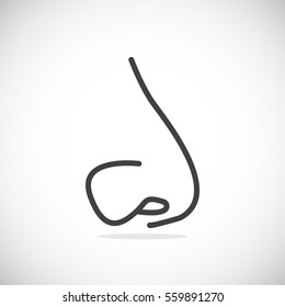  Human nose icon flat.