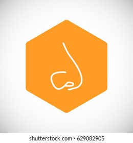  Human nose icon flat.