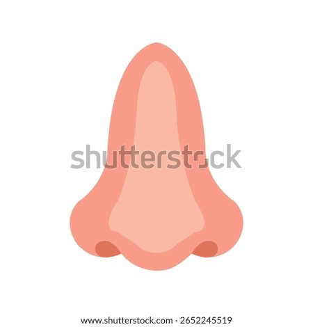 Human nose icon in flat design style. Vector illustration of a body part, the organ of smell, isolated on a white background