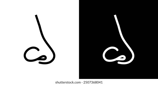 Human nose icon flat line symbol set.