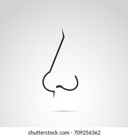 Human nose icon on white background. Vector art.