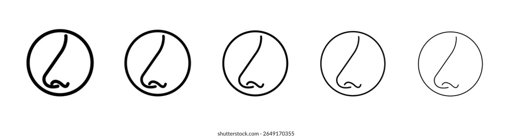 Ícone de nariz humano conjunto fino de marca de logotipo de contorno