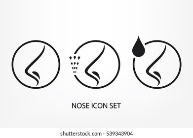 Human nose icon vector illustration eps10. Isolated badge nose flat design for website or app - stock graphics