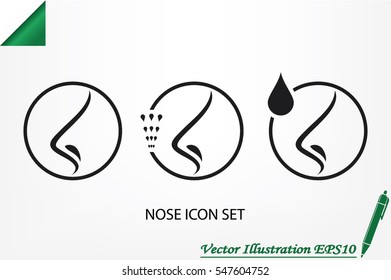 Human nose icon vector illustration eps10. Isolated badge nose flat design for website or app - stock graphics
