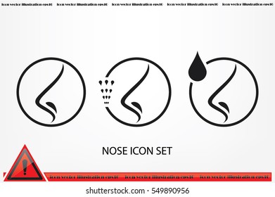 Human nose icon vector illustration eps10. Isolated badge nose flat design for website or app - stock graphics