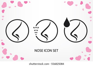 Human nose icon vector illustration eps10. Isolated badge nose flat design for website or app - stock graphics