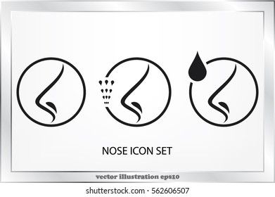 Human nose icon vector illustration eps10. Isolated badge nose flat design for website or app - stock graphics. 