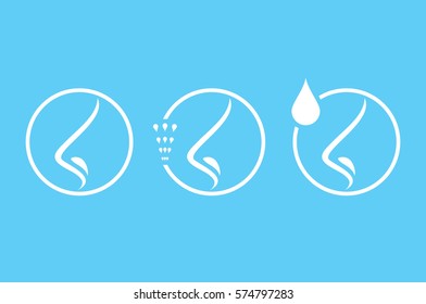 Human nose icon vector illustration eps10. Isolated badge nose flat design for website or app - stock graphics.