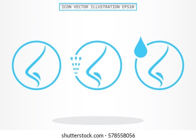 Human nose icon vector illustration eps10. Isolated badge nose flat design for website or app - stock graphics.