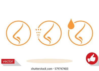 Human nose icon vector illustration eps10. Isolated badge nose flat design for website or app - stock graphics.