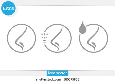 Human nose icon vector illustration eps10. Isolated badge nose flat design for website or app - stock graphics.