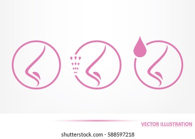 Human nose icon vector illustration eps10. Isolated badge nose flat design for website or app - stock graphics