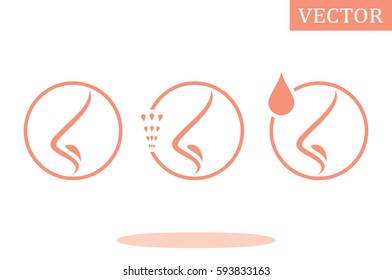 Human nose icon vector illustration eps10. Isolated badge nose flat design for website or app - stock graphics.