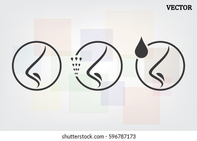 Human nose icon vector illustration eps10. Isolated badge nose flat design for website or app - stock graphics