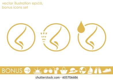 Human nose icon vector illustration eps10. Isolated badge nose flat design for website or app - stock graphics