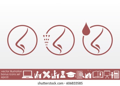 Human nose icon vector illustration eps10. Isolated badge nose flat design for website or app - stock graphics