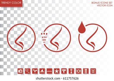 Human nose icon vector illustration eps10. Isolated badge nose flat design for website or app - stock graphics