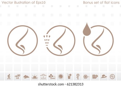 Human nose icon vector illustration eps10. Isolated badge nose flat design for website or app - stock graphics