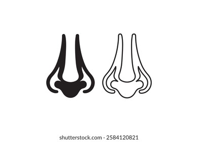 Human nose icon vector silhouette isolated in white background