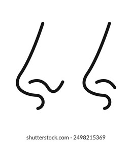 Human nose iconicon vector collection in outlined and solid style