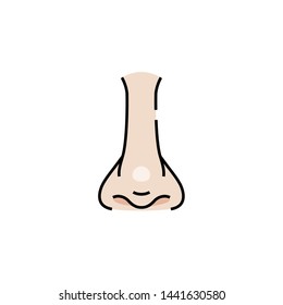 Human nose line icon. Breathe symbol. Body part smell sign isolated on white background. Vector illustration.
