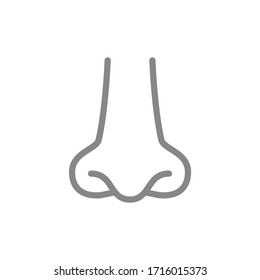 Human nose line icon. Organ of smell, olfactory system symbol