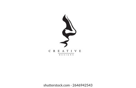 Ilustração do logotipo do nariz humano vetor preto fundo branco
