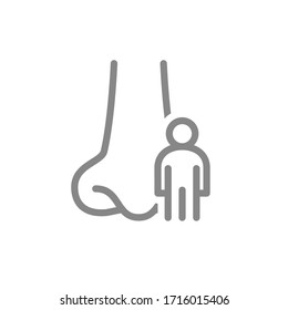 Human nose with man line icon. Olfactory organ symbol