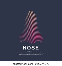 Human Nose medical structure. Creative simple line art Vector logo Nose smell color silhouette on a dark background. EPS 10