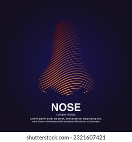 Human Nose medical structure. Vector logo Nose color silhouette on a dark background. EPS 10