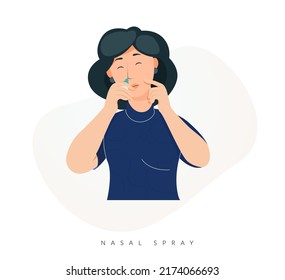 Human Nose - Nasal Spray - Stock Illustration  as EPS 10 File