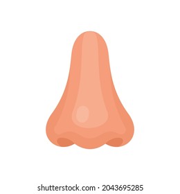 Human nose. The part face of a person. Human anatomy. Profile view. Vector illustration flat design. Isolated on white background.