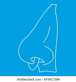 Human nose with piercing icon blue outline style isolated vector illustration. Thin line sign