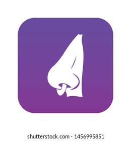 Human nose with piercing icon digital purple for any design isolated on white vector illustration