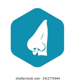 Human nose with piercing icon in simple style isolated vector illustration