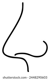 Human nose in profile line simple minimalist icon. Element for design packaging and advertising of rhinitis medicines, cold, flu symptoms