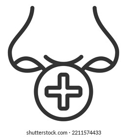 Nariz y prueba humanas - icono, ilustración sobre fondo blanco, estilo de contorno
