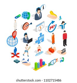 Human occupation icons set. Isometric set of 25 human occupation vector icons for web isolated on white background