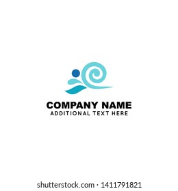 Human and ocean wave design logo inspiration. Vector template for any purpose logo, labels, badges, stickers or icons.